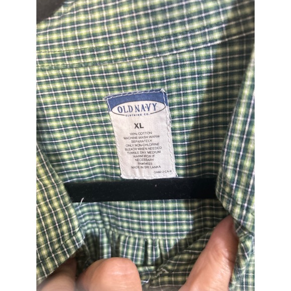 Old Navy Mens XL Green Plaid Button‎ Down Short Sleeve Shirt Casual Top - Picture 2 of 4